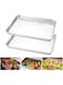 Beauenty 2 PCS Stainless Steel Baking Tray, Rectangular Multi-Purpose Flat Bottom Tray, Deepen Thicken Cooking Tray Baking Tray For Restaurant, Kitchen, Oven Cookie Sheet Pan (S; 23.5 * 17.5 * 2.5㎝)