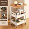 3-Tier Storage Cart with Tabletop,Portable Wheels, Easy Assembly, Space-Saving Design for Living Room, Kitchen, Office, Metal and Wood Construction