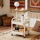 3-Tier Storage Cart with Tabletop,Portable Wheels, Easy Assembly, Space-Saving Design for Living Room, Kitchen, Office, Metal and Wood Construction