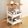 3-Tier Storage Cart with Tabletop,Portable Wheels, Easy Assembly, Space-Saving Design for Living Room, Kitchen, Office, Metal and Wood Construction