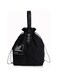 LELE LIFE Canvas Insulated Lunch Bag with Drawstring Closure, Wide-Open Foldable and Lightweight Lunch Tote Bag, Cooler Tote Bag for Work Office Picnic, Black
