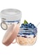 2Pcs Overnight Oats Containers with Lids and Foldable Spoon,20oz/600ml Leak-Proof Oats Jar Breakfast Yogurt Cup Airtight Food Storage Container Dessert Cup Microwave Safe Breakfast (2PCS A)