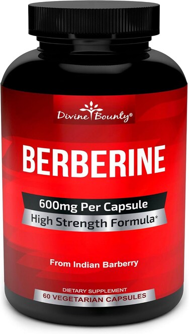 Divine Bounty Pure Berberine Complex - 600mg Per Capsule Berberine Hcl Supplement - 60 Vegetarian Capsules