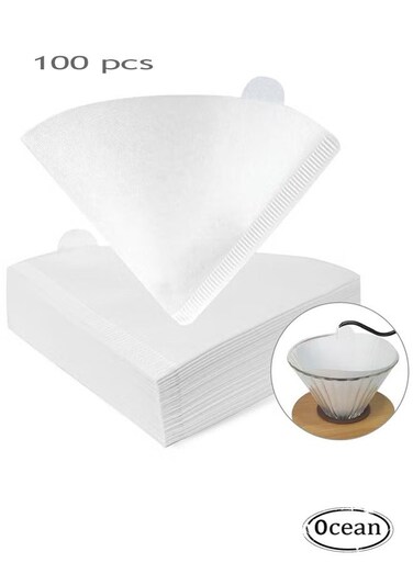 100pcs Coffee Filters V60 Cone Paper White Coffee Filters Unbleached Paper Filters Compatible with Pour Over Drippers 2-4 Cups Size 02 Coffee Filters v60