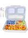 Stainless Steel Lunch Box for Kids Adults, Insulated Lunch Box, Lunch Box with Thermos, Food Container, Tiffin Box, Bento Box, Leak-Proof, BPA FREE, DishWasher Safe, 1100ML 3 Compartments