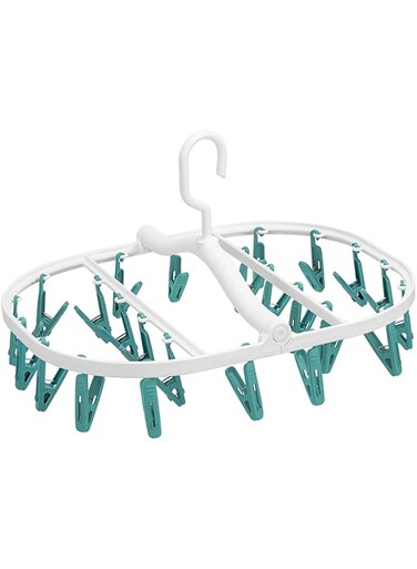 Foyer Nuage Premium Foldable Clothes Drying Hanger, Anti-Rusty Plastic Drying Rack for Socks, Lingeries, Delicates and Baby Clothes (24 Clips)