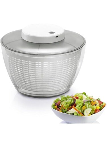 XVersion 4.5L Automatic Salad Spinners,Rechargeable Large Vegetable and Fruit Washer with Bowl,Quick and Easy Lettuce Dryer,Anti-Shake,Easy Drain,Compact Storage Kitchen Tool, White (Automatic-4.5L)
