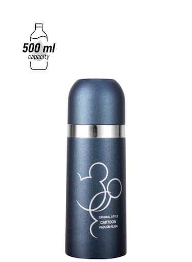 Insulated Vacuum Water Bottle Dark Blue/Silver/White 6.6x6.6x24.8cm