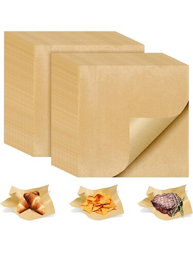 PCS Deli Paper Sheets 12x12 Inch, Unbleached Wax Paper Sheets for Food, Grease Resistant Sandwich Wrapping Paper for Cookies, Burger, Kitchen Cookingk and BBQ