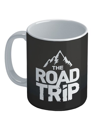 Road Trip Printed Coffee Mug Black/White 8.2x9.5cm