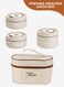 Steel Bento Lunch Box Set 3 Tier, Leakproof Thermal Food Container with Bag, Stackable Insulated Tiffin Box, Microwavable Safe Lunch Box for Adults Kids Men Women Beige