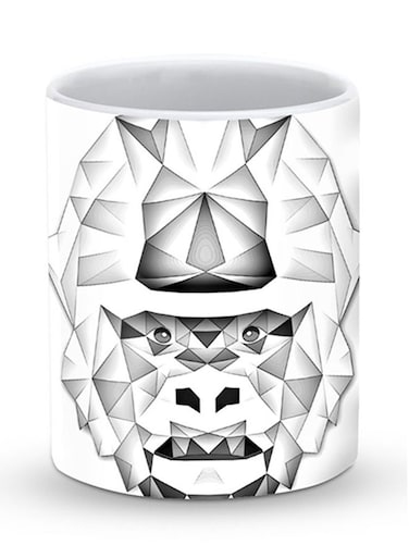 Premium Poly Ape Designer Mug White/Grey