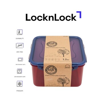 LocknLock Eco-Friendly 1.2L Airtight Square Food Container &ndash; Leak-Proof, Microwave, Freezer &amp; Dishwasher Safe &ndash; Assorted Color