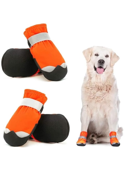 Khazna Dog Shoes for Large Medium Dogs Dog Booties Adjustable Straps Rugged Anti-Slip Sole Paw Waterproof Dog Boot Sports Running Hiking Pet Boots - Protectors Comfortable Easy to Wear Size 8