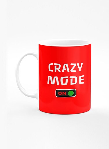 Designer Printed Coffee Mug with Heavy Duty Handle 11oz Ceramic Personalised Gift Mugs Cup [Microwave Safe &amp; Dishwasher Proof] - Crazy Mode On