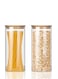 Borosilicate Round Glass Food Storage Jar With Bamboo Lid 1200 ML 2Pcs Set