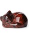 LAIDANLA Sleeping Cat Statue Red Obsidian Healing Gemstone Hand Carved Cute Kitten Statue Figurine 1.6" Decor Polished Stone Reiki Bedroom Office Desk Home Decoration Gifts