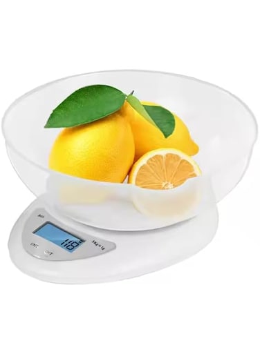 FITTO Digital Kitchen Scale &ndash; Portable 11lb/5kg Ultra-Slim Design &ndash; Includes Removable Bowl for Precision Weighing &ndash; Perfect for Cooking, Baking, and Meal Prep