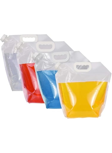 AMbs Collapsible Water Tank Container 4 Pack 5L BPA Free Plastic Water Carrier Portable Water Tank Lightweight Space-Saving Outdoor Folding Water Bag for Sport Hiking Camping Riding Mountaineer-Clear