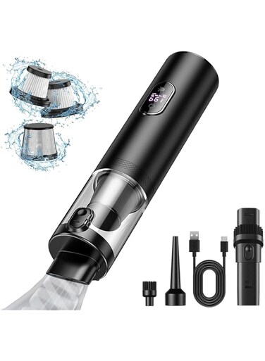 Handheld Vacuum Cordless,Portable Car Vacuum, brushless motor,14000PA Powerful Suction Mini Vacuum Cleaner with LED Light and Air Duster 2 in 1, Low Noise Rechargeable Vacuum for Car Home Pet Office