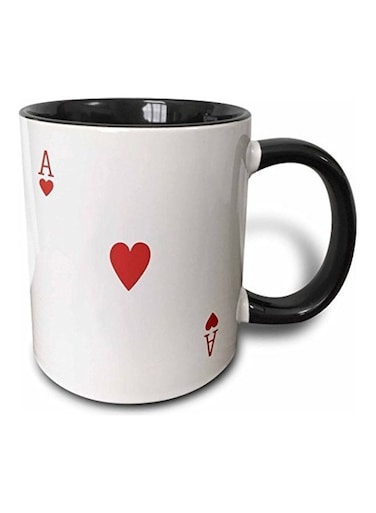 Ace Of Hearts Playing Card Two Tone Mug Black/White/Red