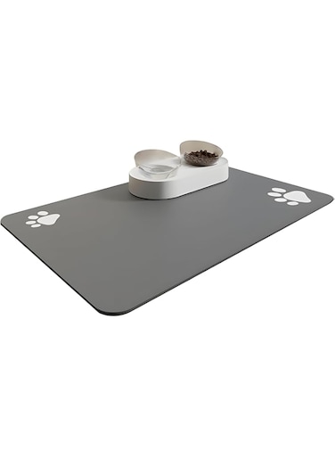 Joyzzz Pet Feeding Mat, Non Slip Washable Water Dispenser Mat for Food and Water Bowl, Quick Dry Dog Food Mat with Waterproof Rubber Backing, Water Absorbent Mat for Dog and Cat 50x30 cm
