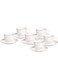 Shallow 90cc Bone China Cups and Saucers Set, White/Gold, TS-90-LIN-B, 12 Pieces