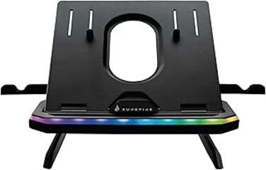 SureFire Portus X1 Gaming Laptop Stand, Notebook Stand Height Adjustable with RGB Lighting, Holder for Laptops with 10, 17.3 Inches, Tablet Risers with Ventilation for the Desk