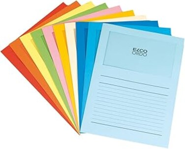 ELCO Ordo Classico 120gsm 10 Colours x 10 Paper Folders (220x310mm) with Printing and Window 180x100mm - Box 100