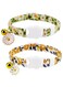 Acaiciee 2 Pack Cotton Safe Breakaway Cat Collars with Bell Daisy Charm Green Orange Pink Blue Kitty Kitten Cute Cat Collars for Girl Cats Female Cats