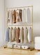 Metal Clothes Organizer Double Rod Clothing Garment Rack Stand Golden 120x40x185 cm