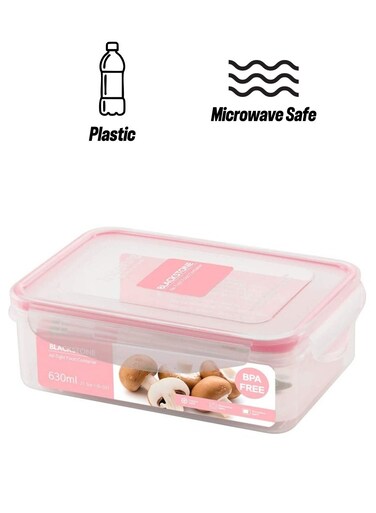 630ml BPA-Free Plastic Leak Proof Food Container with Pink Accents and Inner Divider Airtight Meal Prep Lunch Box Storage Microwave Dishwasher Safe Made in Korea