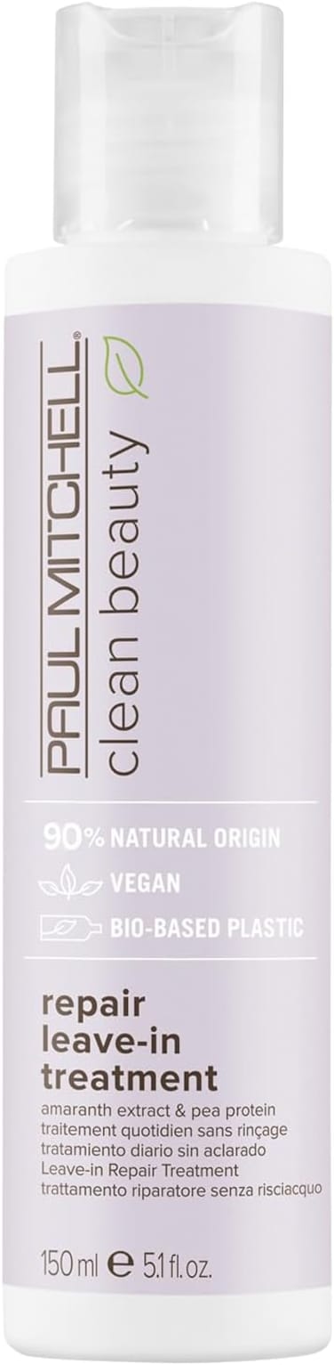 Paul Mitchell Clean Beauty Repair Leave-In Treatment, Leave-In Conditioner, Restores Strands, For Damaged, Brittle Hair, 5.1 Fl. Oz.