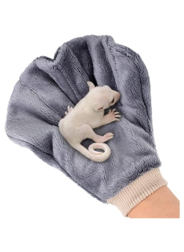 Xuhal 2 Pcs Sugar Glider Bonding Mitt, Calming Sleeping Glove, Bite Proof Animal Handling Gloves, Hedgehog Accessories Calming Glove for Train Your Sugar Glider Small Animals Hamster Rats Pet (Gray)
