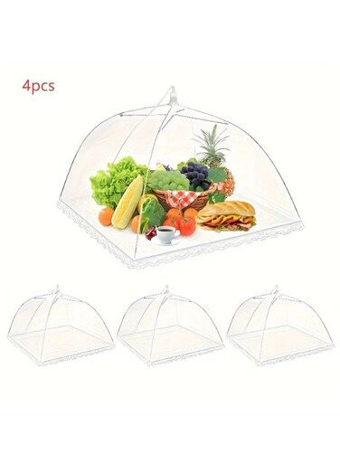 Pop-Up Food Covers, Foldable Mesh Dome Tents, Reusable Washable Dustproof Food Protectors for Picnics BBQ Camping Parties, Durable Practical Home &amp; Outdoor Essential