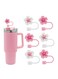Covers Cap Toppers, 6 Pcs Straw Cover for Stanley Cup, Silicone Straw Covers Cap Reusable Drinking Straw Topper Compatible, for Stanley Cups Accessories (0.4in, Flower, 2 Colors)