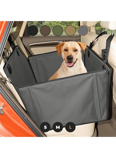 Wuglo Extra Stable Dog Car Seat - Reinforced Car Dog Seat for Medium-Sized Dogs with 4 Fastening Straps - Robust and Waterproof Pet Car Seat for the Back Seat of the Car (L Size, Grey)