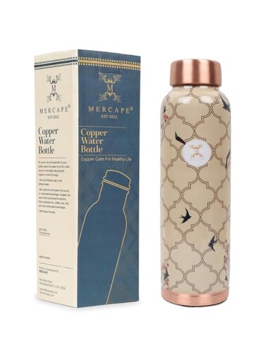 MERCAPE Elevate Your Hydration Game Pure Copper Water Bottle - Joint Less, Leak Proof (950ml)