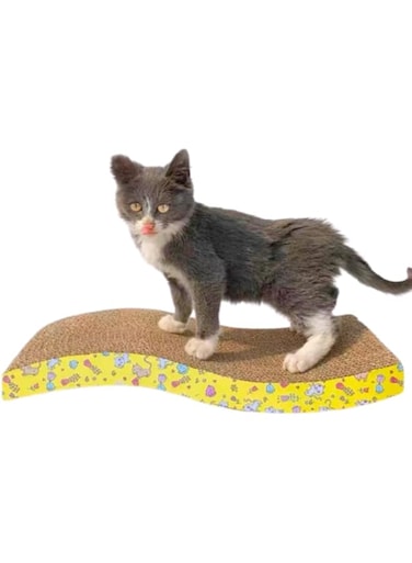 Pet Cat Scratch Board Cardboard Cat Scratcher &ndash; Durable Cat Scratching Pad &amp; Lounge Bed for Indoor Cats, Cat Grinding Claw Toy with Catnip, Reversible Corrugated Cardboard, Furniture Protector