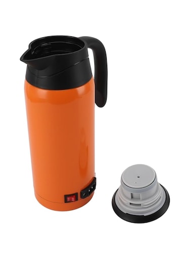 VELATEMOR Electric Car Kettle, Fast Boiling, 800ml, Stainless Steel, Dual Voltage, Pressure Relief Hole, Ergonomic Design, 12V 24V, for Car Business Truck