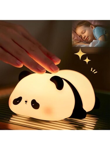 QUEENADA Panda Night Lamp - Children's Night Light,Nursing Light,3 Light Modes,Dimmable with Timer, Touch Control, Silicone Night Light, Baby, USB Rechargeable Panda Lamp
