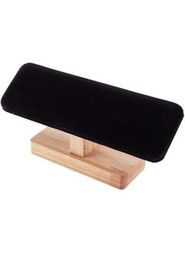 TERRIFI Wooden Watch Display Stand, Black Velvet T-Bar Bracelet Holder Jewelry Organizer Stand Removable Bangle Pendants Anklet Tower Rack for Home Use, Retail Display Selling (Black)