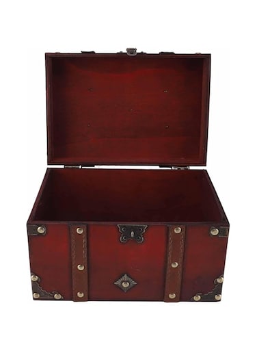 BROLEO Wooden Treasure Chest Box, Large Capacity Antique Wooden Storage Box Exquisite Wooden Decorative Box Wooden Box with Lock for Home Deco Great Father Day (Grey Coded Lock)