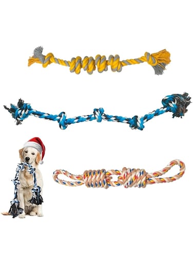 STAYOUNG 3PCS Rope Toys for Dogs - Interactive Tug of War Toys, Heavy Duty Cotton Chew Toys for Dogs to Chew, Relieve Stress, Eliminate Boredom and Clean Teeth