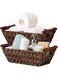 2PCS Wicker Basket Handles, Woven Trapezoid Basket Waterproof Storage Basket Pantry Storage Basket Caramel Orange Basket Decorative Wicker Basket Wicker Basket Set with Handles for Pantry Storage