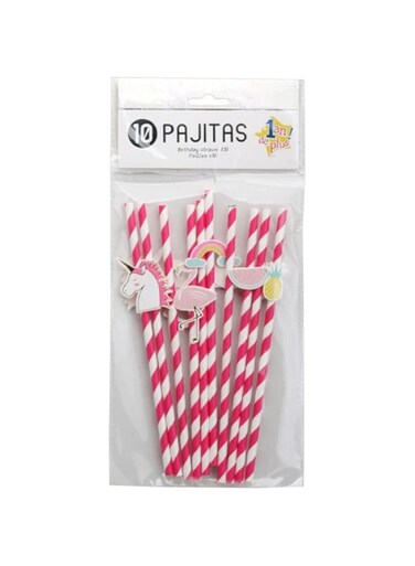 CMP Birthday straws 10 pcs multicolor for Camp Party or Birthday Party Striped Decorative Straws