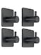 Khazna Black Adhesive Towel Hooks, Heavy Duty Stick on Wall Hooks, Shower Hooks for Bathroom Kitchen Door - 4 Packs