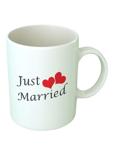 Just Married Printed Coffee Mug White/Red/Black