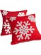 AFIRMLY 18x18,Cotton Christmas Blessing Throw Pillow Cover for Bed Sofa Cushion Car Snowflake Embroideried Pillowcases,1pair Red
