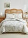 Home Queen size 6 pieces, duvet cover set, green plant leaf design.